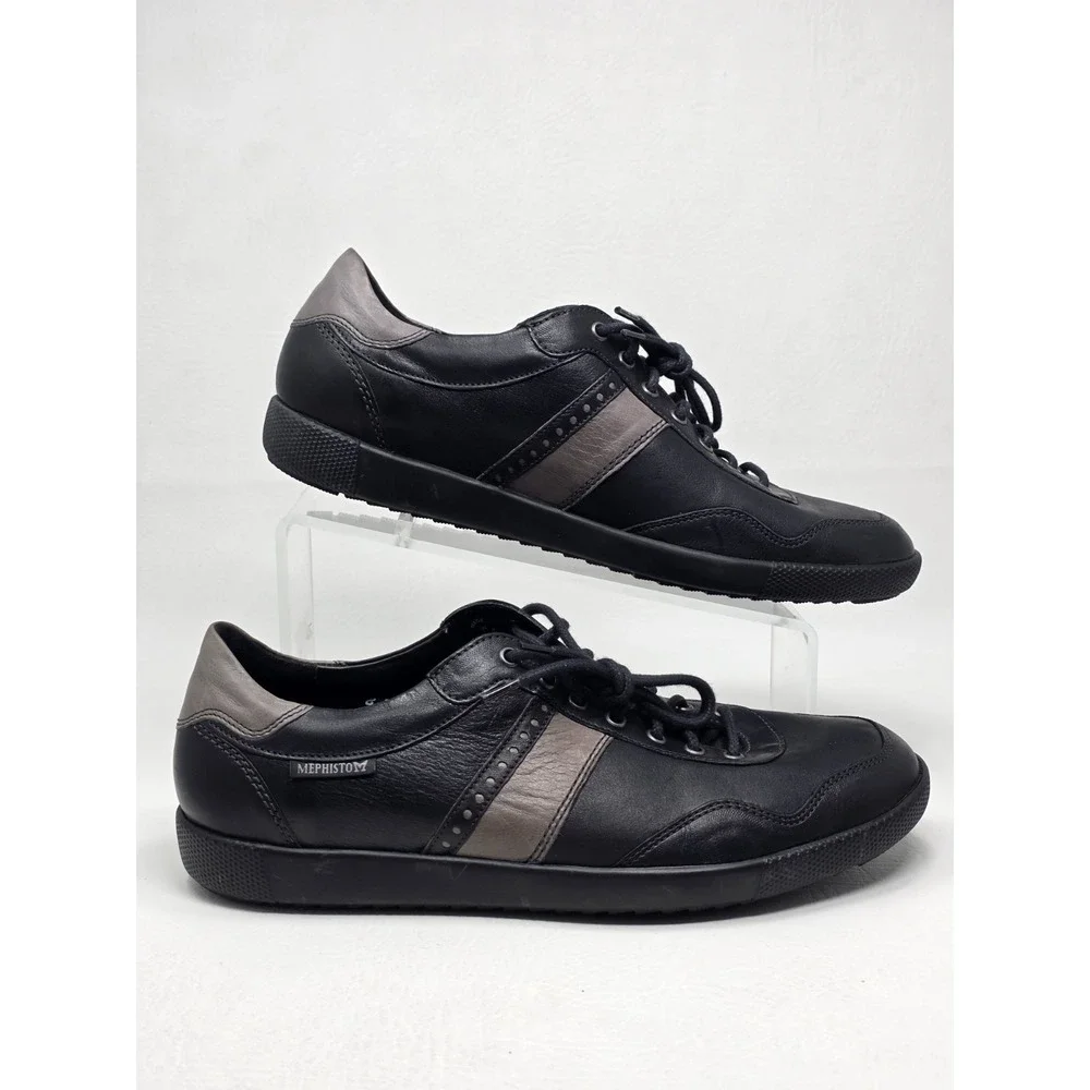 Mephisto Bonito Sneakers Mens Size 8 Leather Black & Tan Walking Casual Comfort